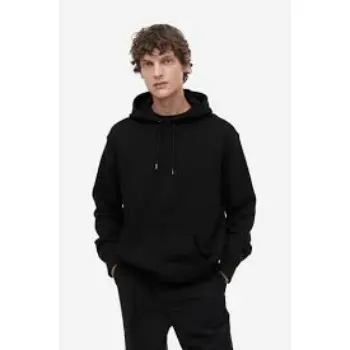 Men Black Regular Fit Hoodie